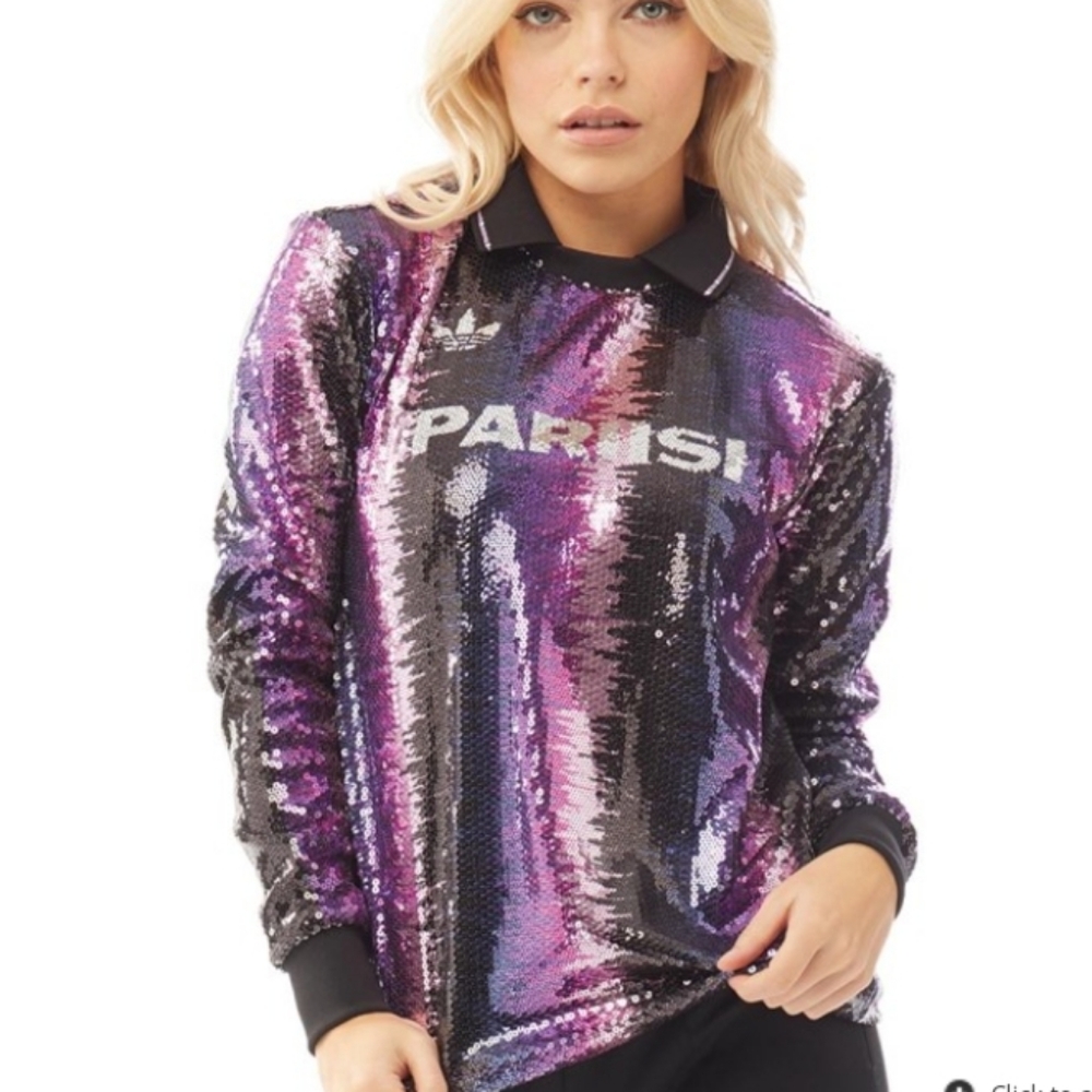 Adidas x Anna Isoniemi Sequin Long Sleeve Top M Rare Collab Glam Streetwear